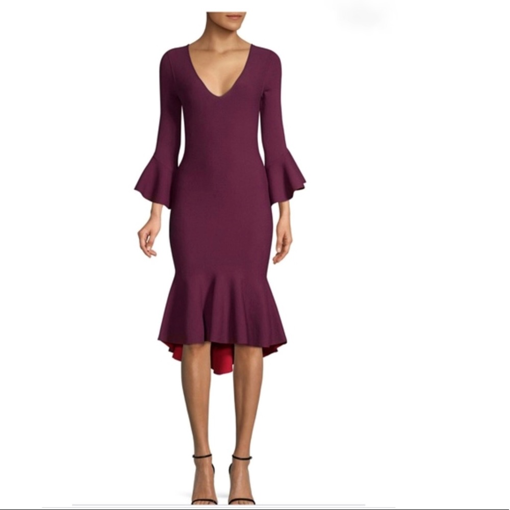 NEW - MILLY Contrast Knit Mermaid Dress Plum/Ruby